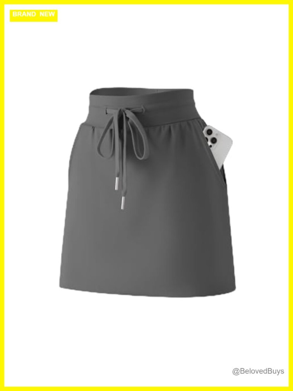 A-Line Skort with Pockets Drawstring Waist Tennis Workout Skirt